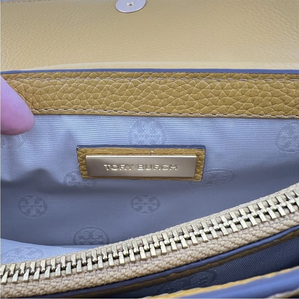 Tory Burch Britten Convertible Crossbody Mini Purse NWT Golden Curry Leather